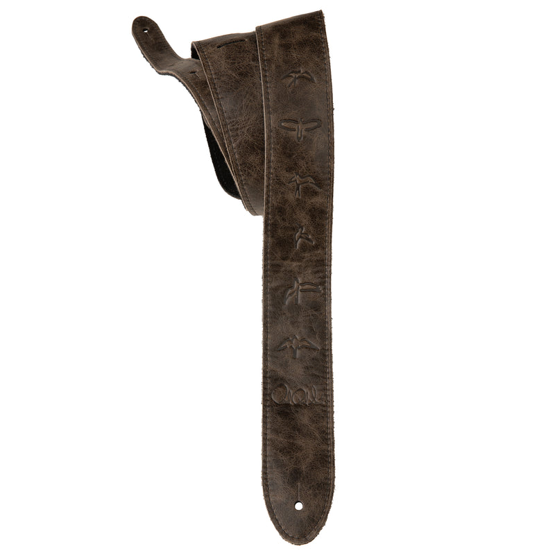 Distressed Brown Leather Birds Strap