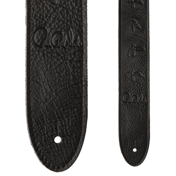 2” PRS Leather Strap, Embossed Birds, Black