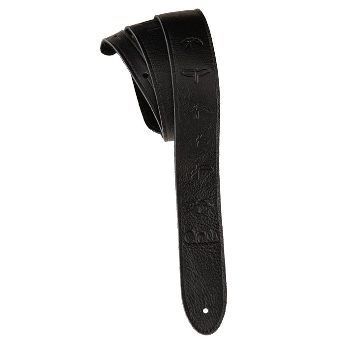 2” PRS Leather Strap, Embossed Birds, Black