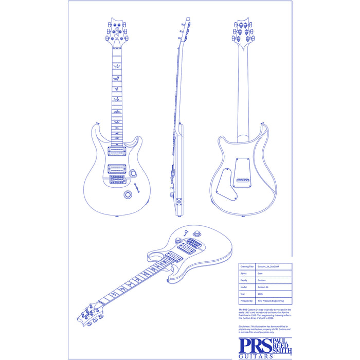 PRS Guitars Blueprint Poster - Custom 24
