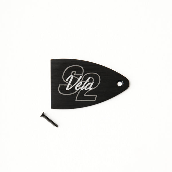 PRS Truss Rod Cover, Black Anodized Aluminum, Etched Model Name