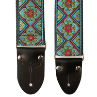 Deluxe 2" Retro Guitar Strap - Teal/Pink