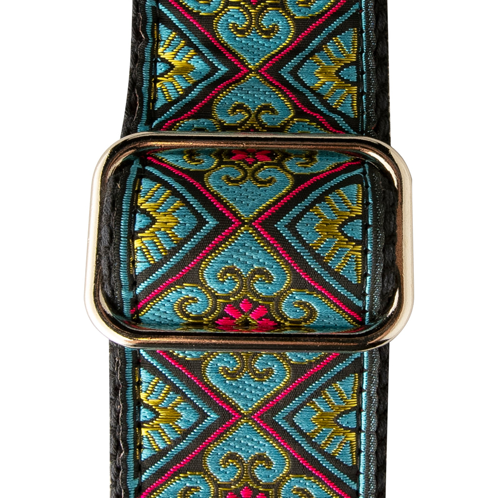 Deluxe 2" Retro Guitar Strap - Teal/Pink