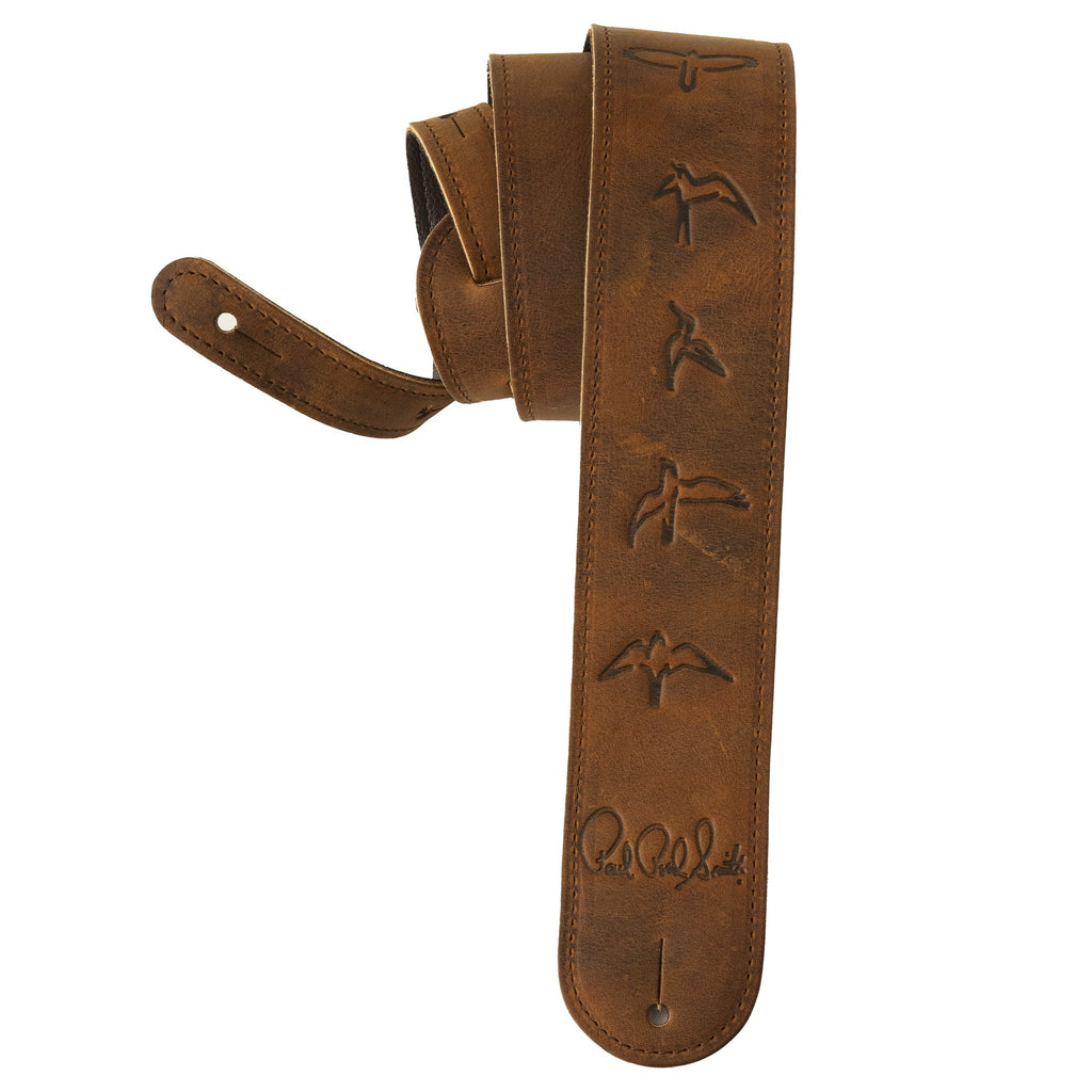 Distressed Brown Leather Birds Strap